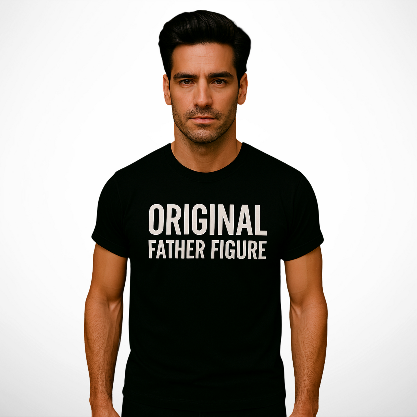 Original Father Figure T-shirt – Statement Clothing for Men Who Lead (White on Black Edition)