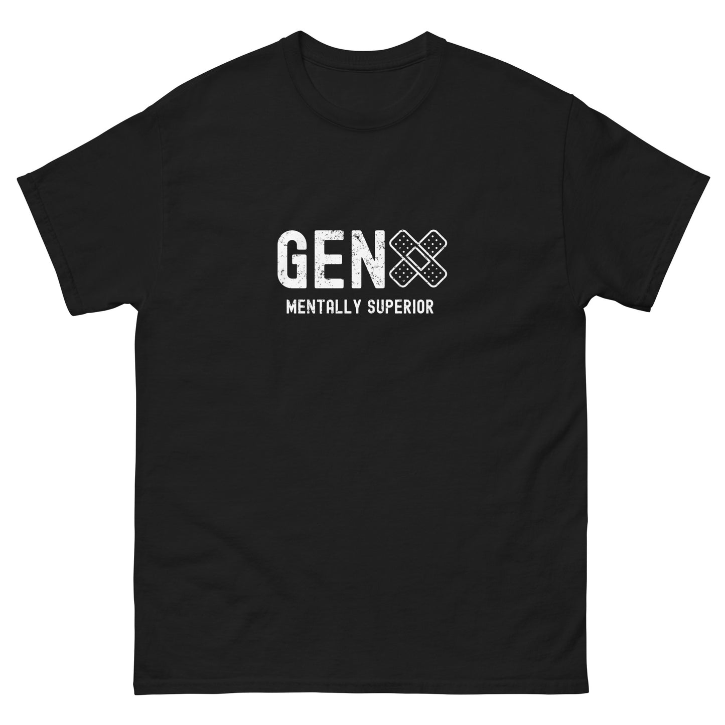 black Generation X statement clothing t-shirt saying "Mentally superior".