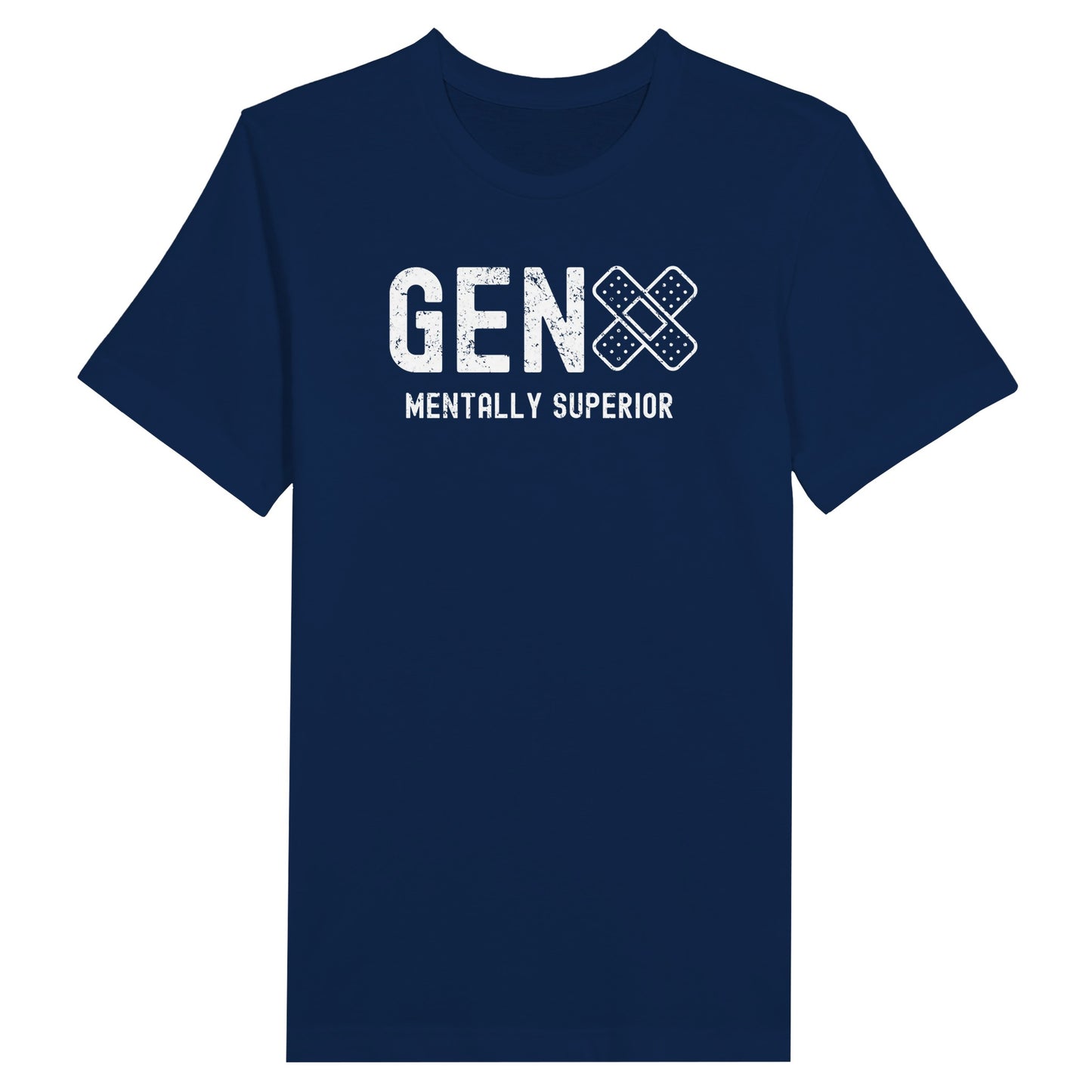 Blue Gen X statement clothing T-shirt with the text "Mentally Superior".