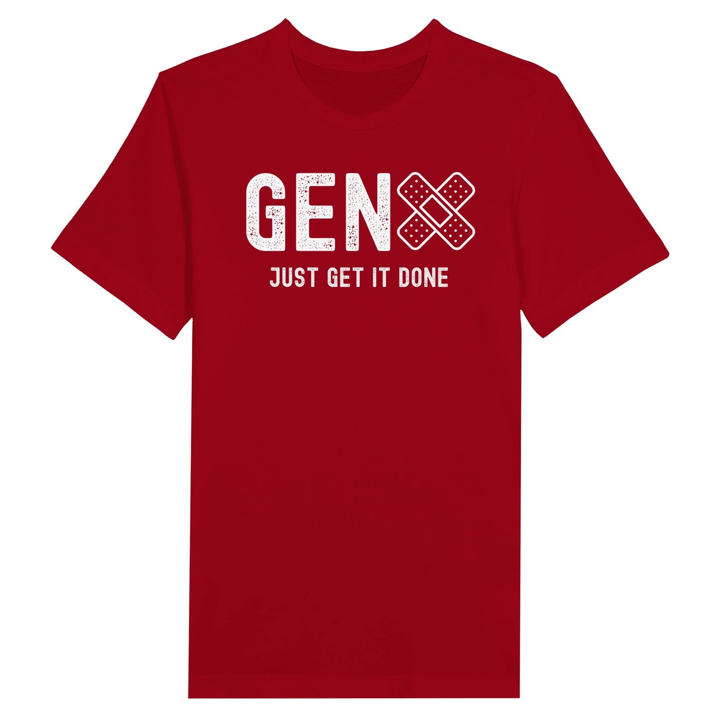 Red Gen X statement clothing T-shirt with the text "Just Get It Done".