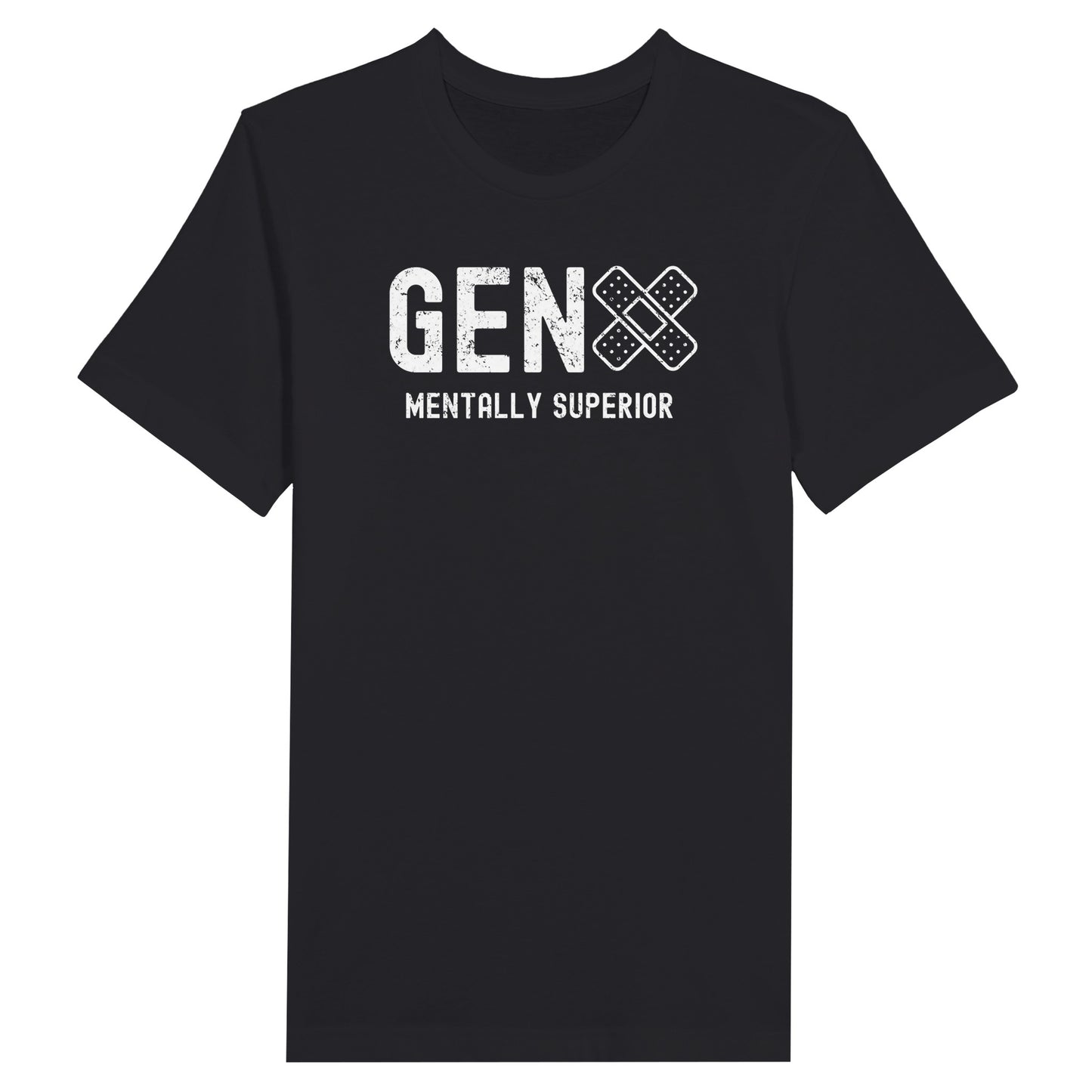 Black Gen X statement clothing T-shirt with the text "Mentally Superior".