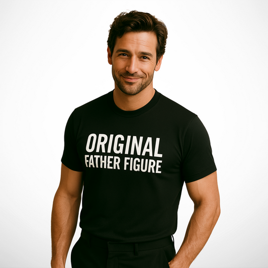 Original Father Figure T-shirt – Statement Clothing for Men Who Lead (White on Black Edition)