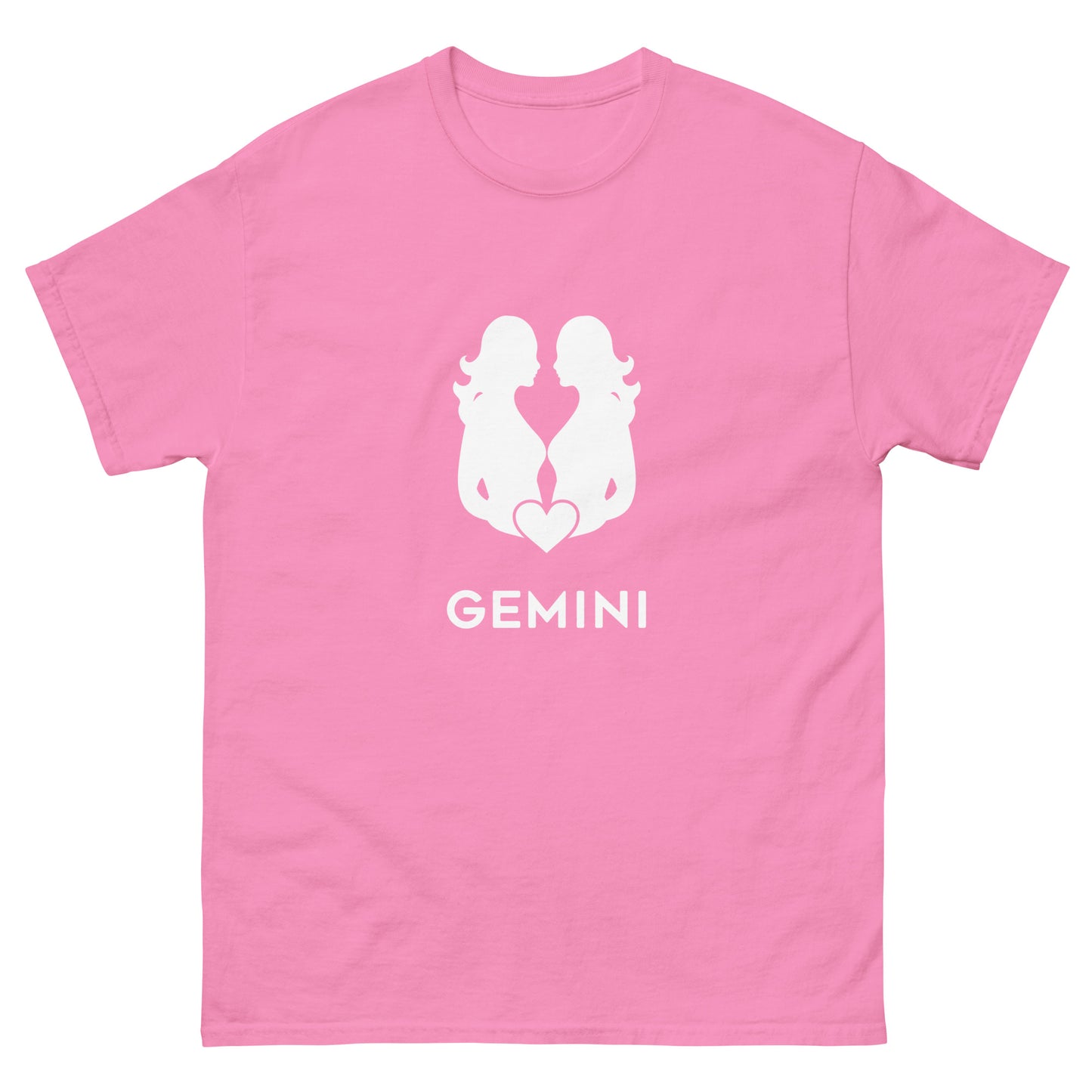 azalea Gemini Zodiac Sign T-shirt from Yebber, featuring a minimalist twin symbol with a heart – statement clothing for astrology enthusiasts.