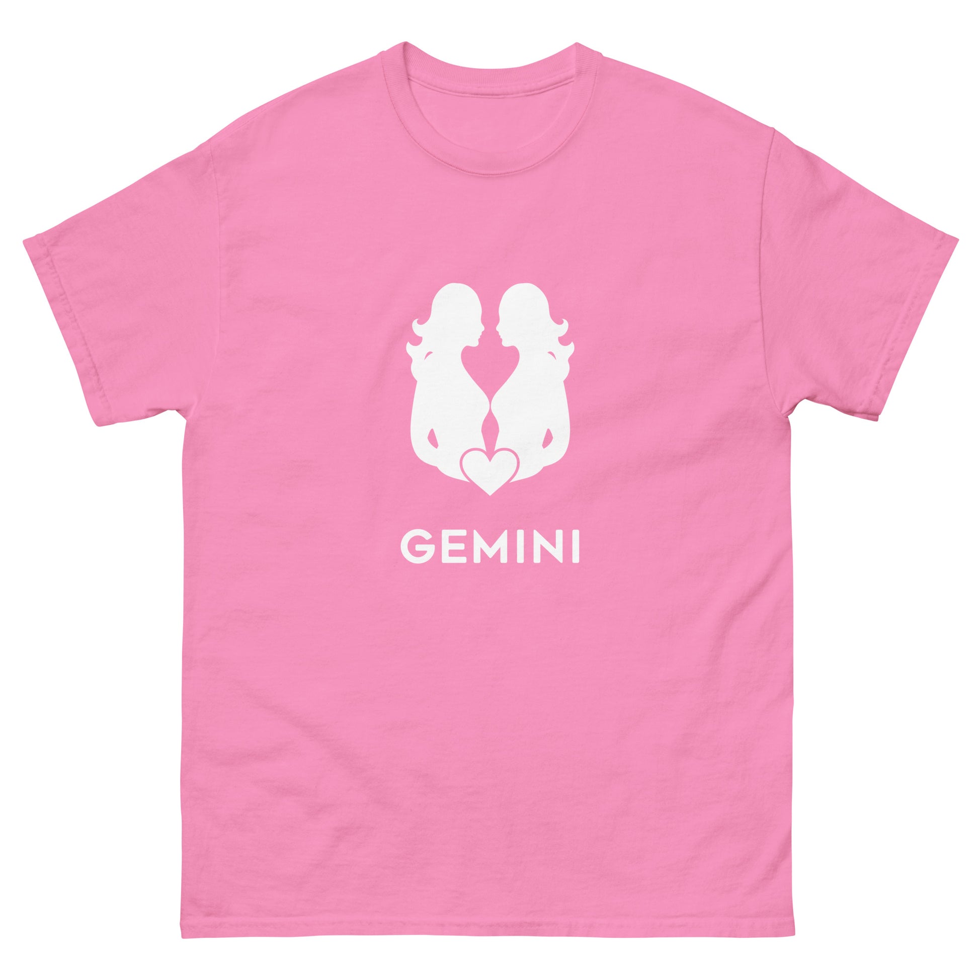 azalea Gemini Zodiac Sign T-shirt from Yebber, featuring a minimalist twin symbol with a heart – statement clothing for astrology enthusiasts.