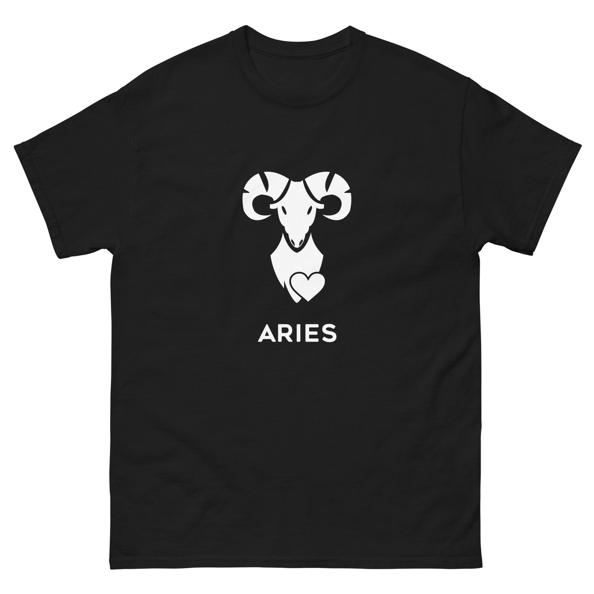 Black tshirt with white aries zodiac sign