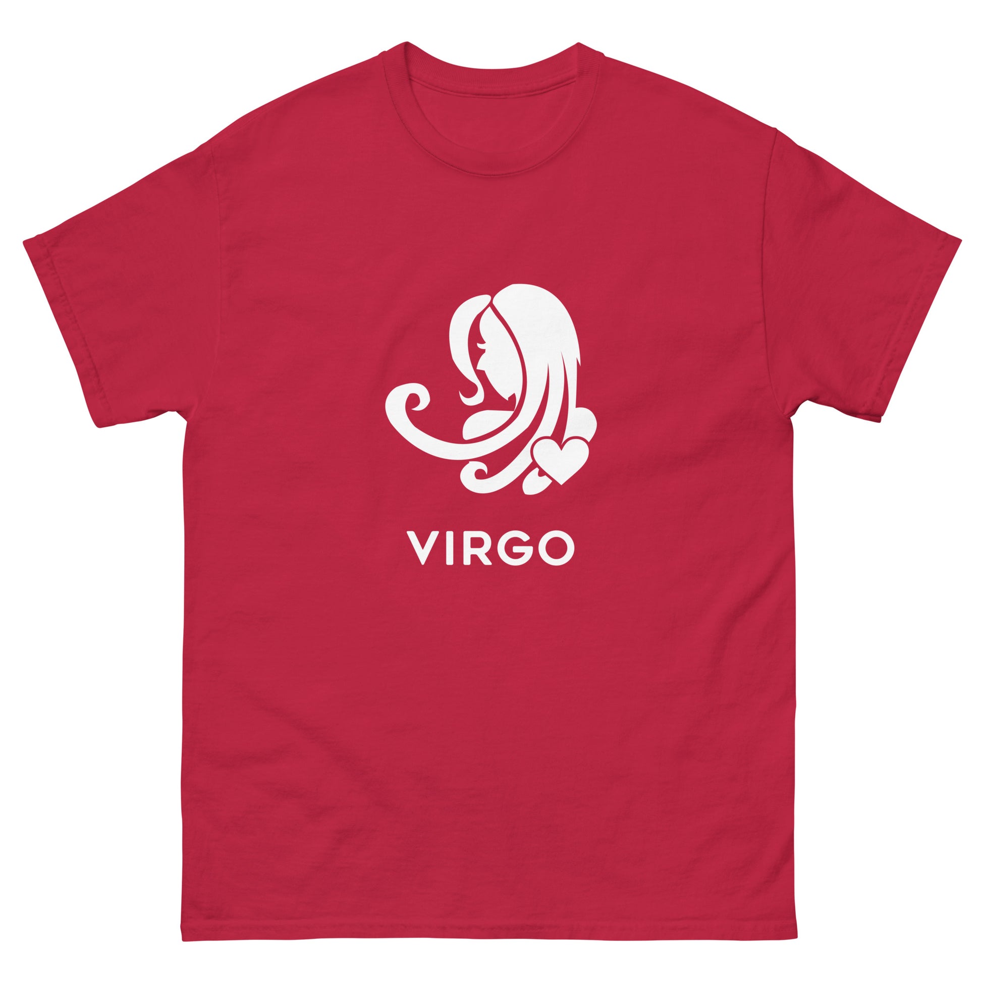 Cardinal Virgo Zodiac Sign T-shirt from Yebber, featuring a minimalist Virgo symbol with a heart – statement clothing for astrology enthusiasts.