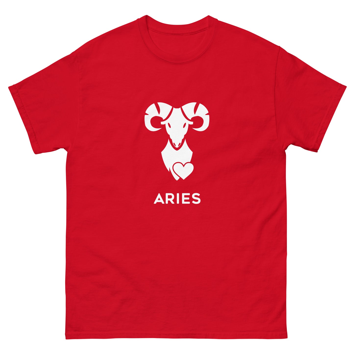 Red tshirt with white aries zodiac sign