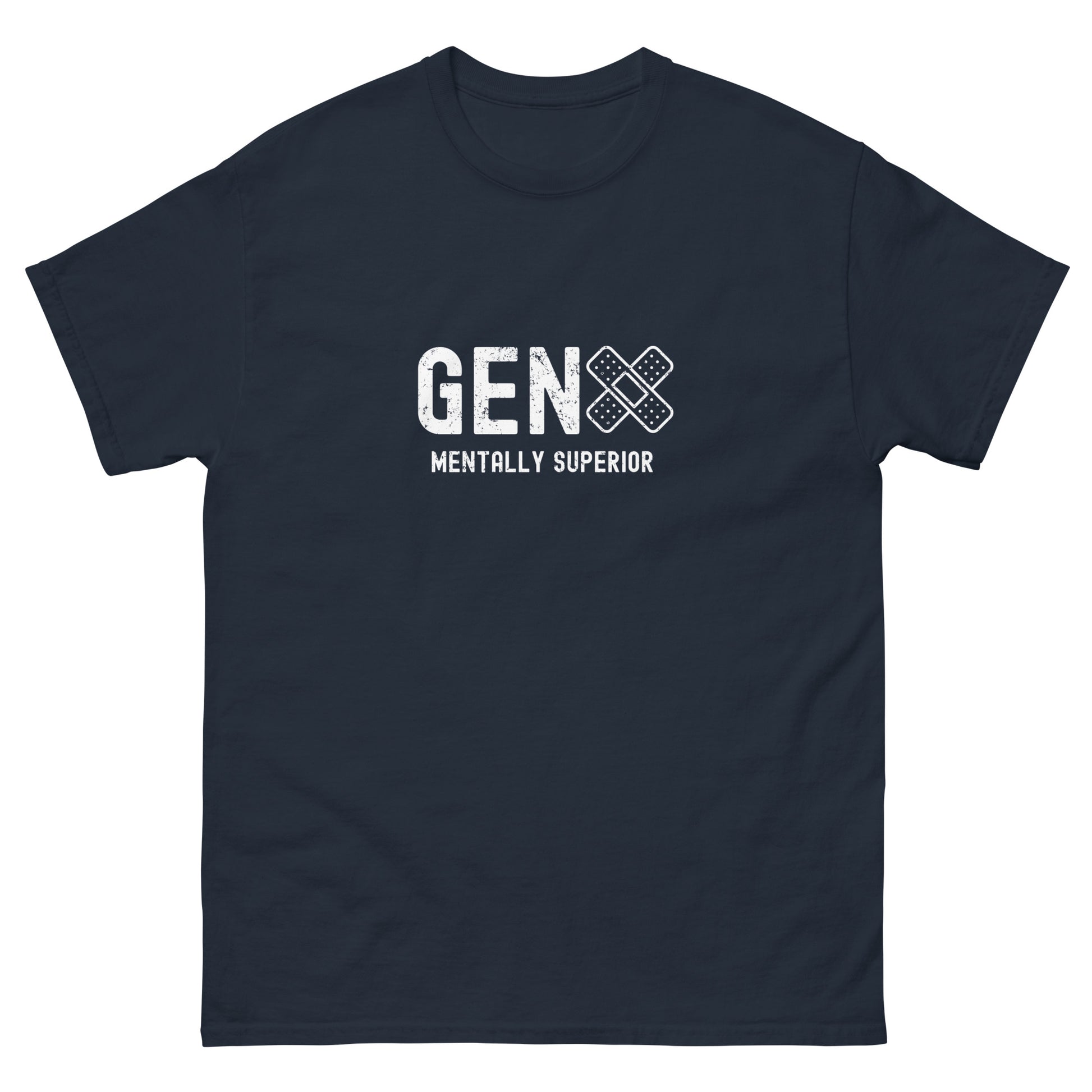 navy Generation X statement clothing t-shirt saying "Mentally superior".