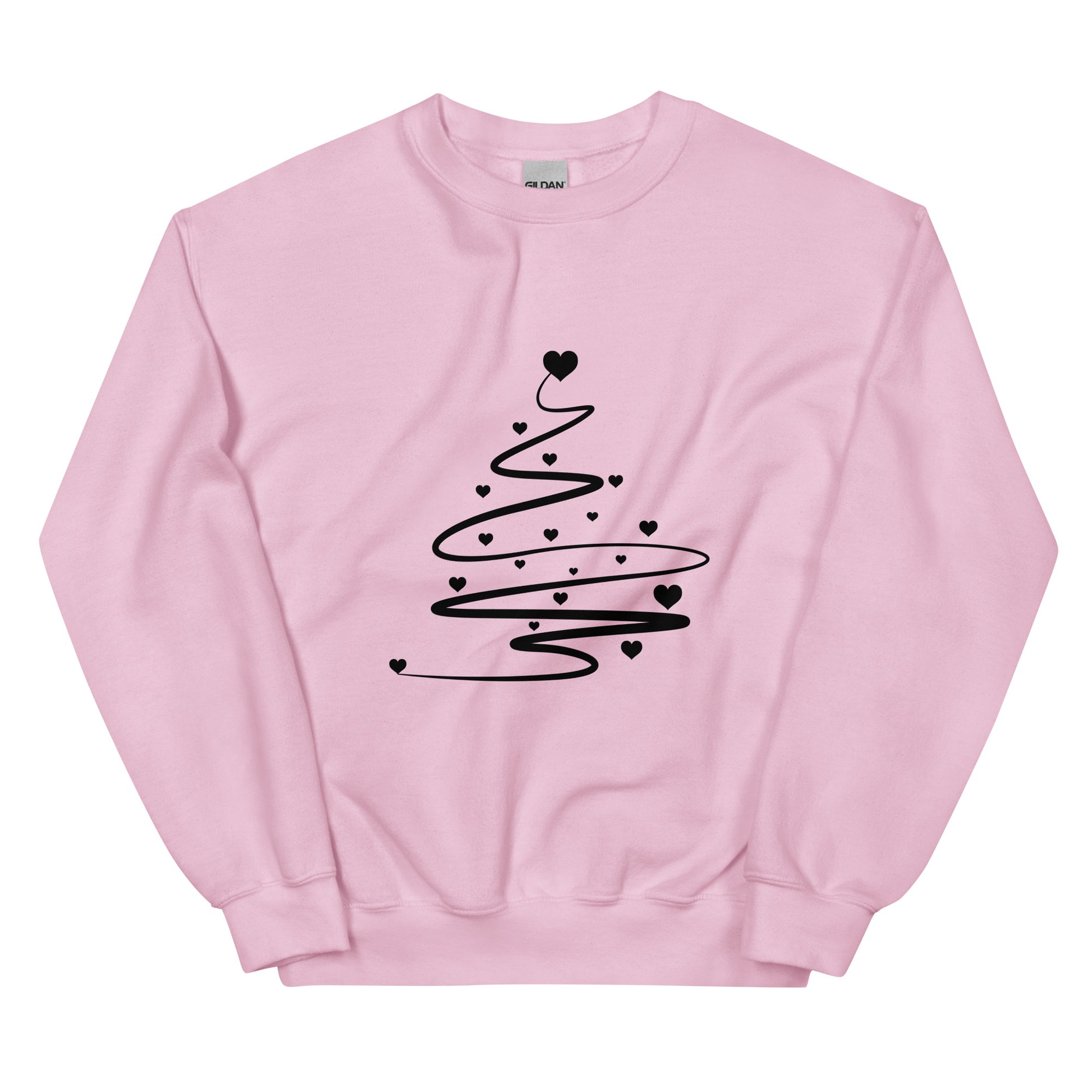 Light Pink Minimalistic Christmas statement clothing sweatshirt with a black abstract Christmas tree design.