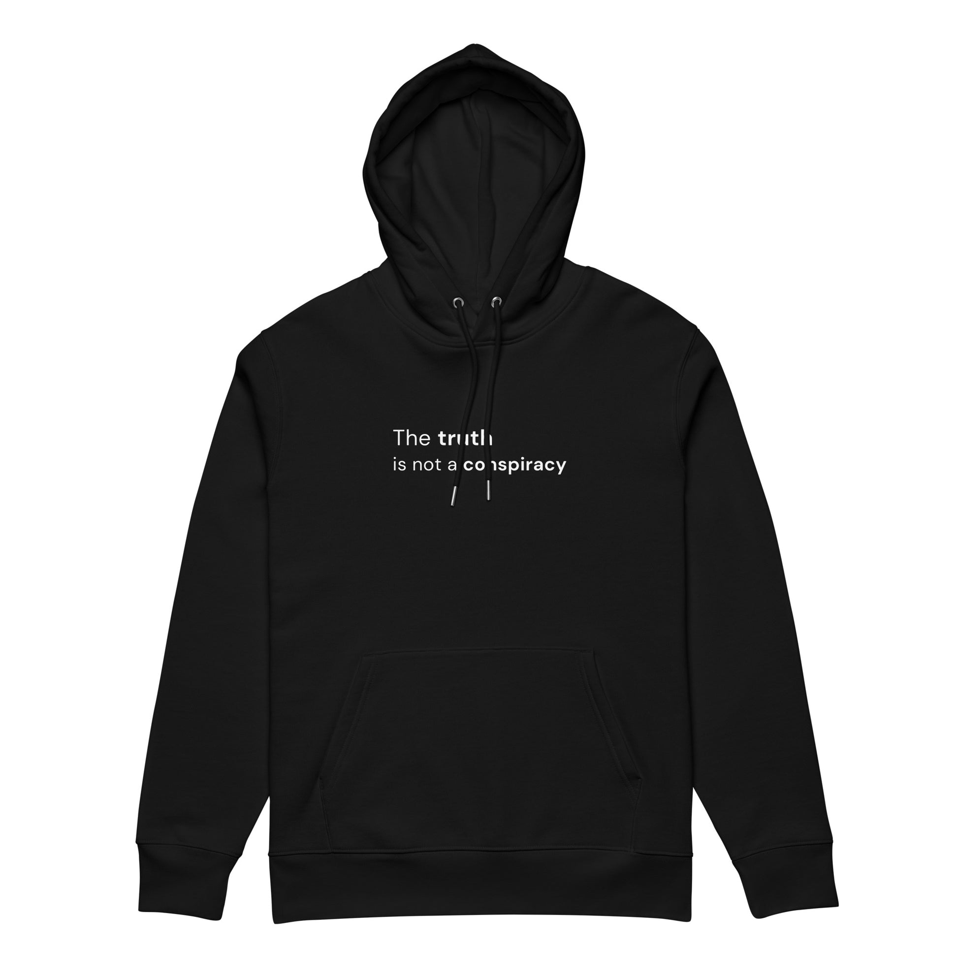 front black awake, not woke hoodie. Statement clothing by yebber.