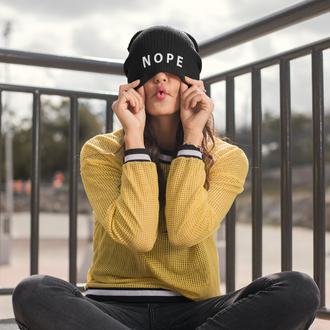 Nope Embroidered Beanie - Yebber