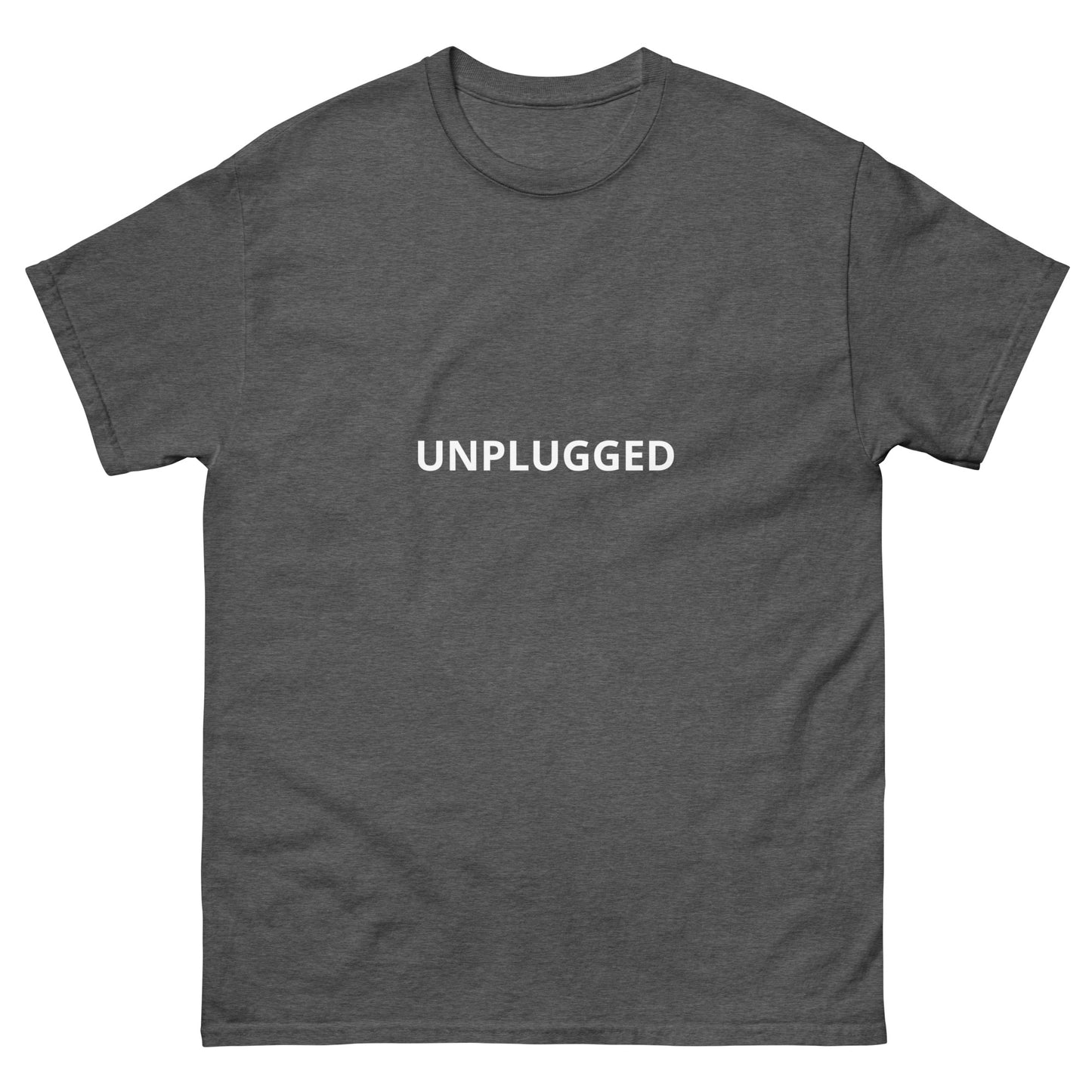 unplugged dark heather tshirt