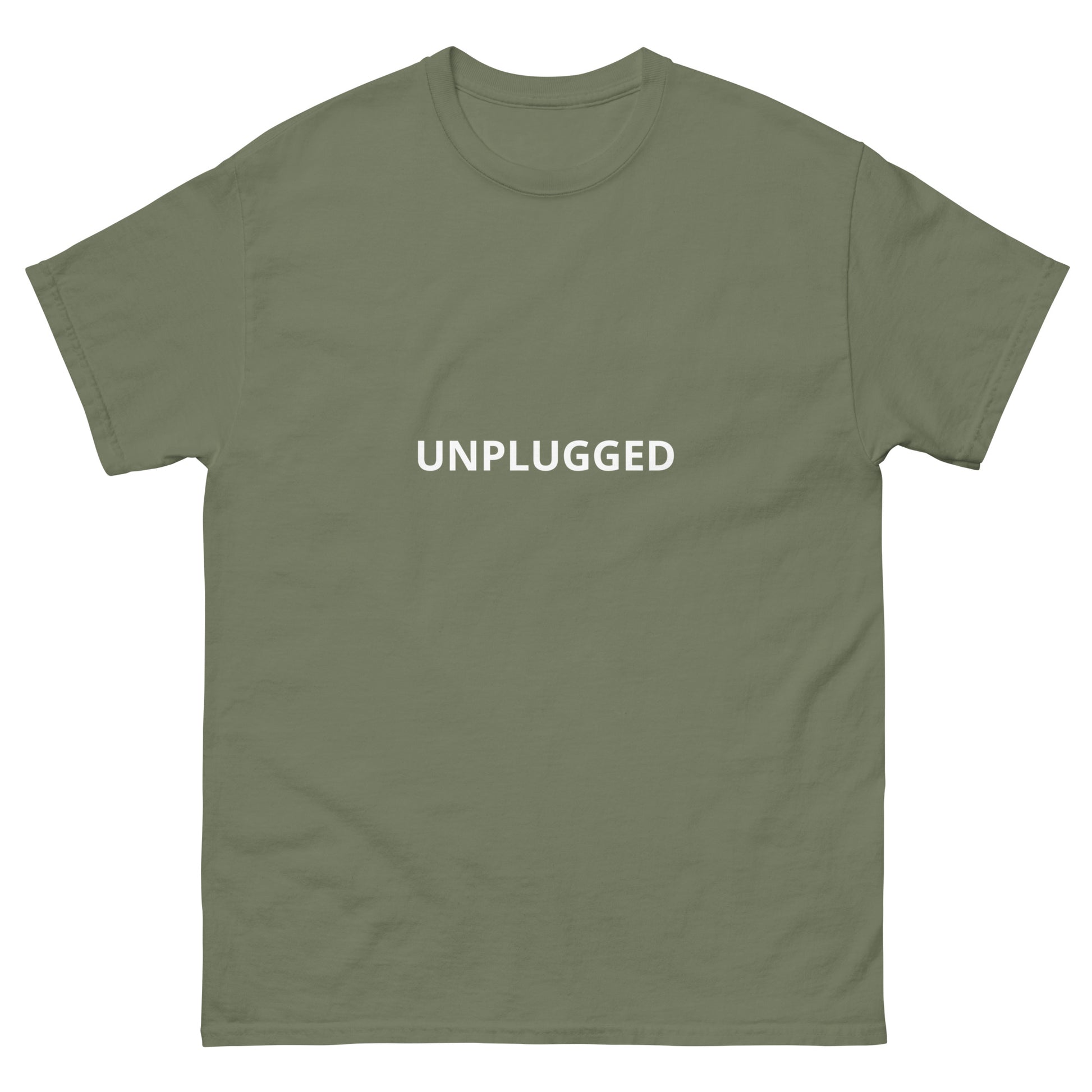 unplugged military green tshirt