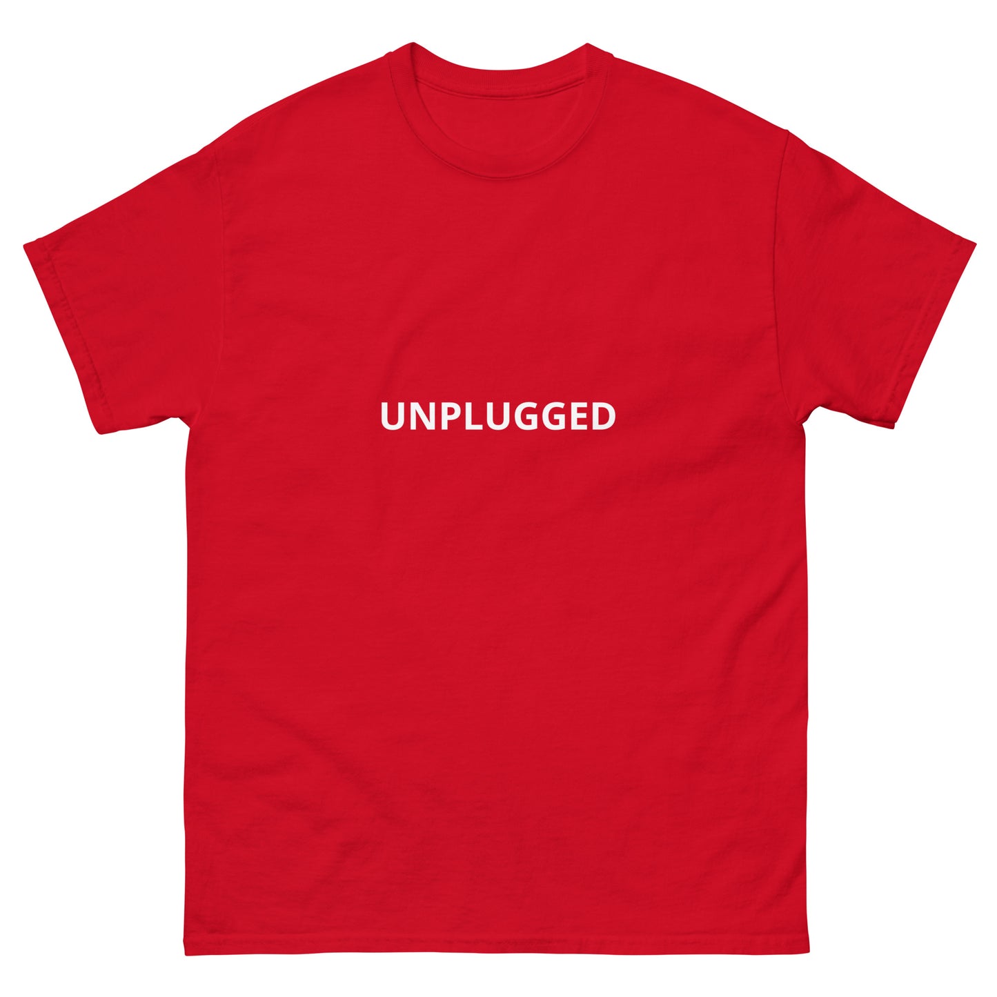 unplugged red tshirt